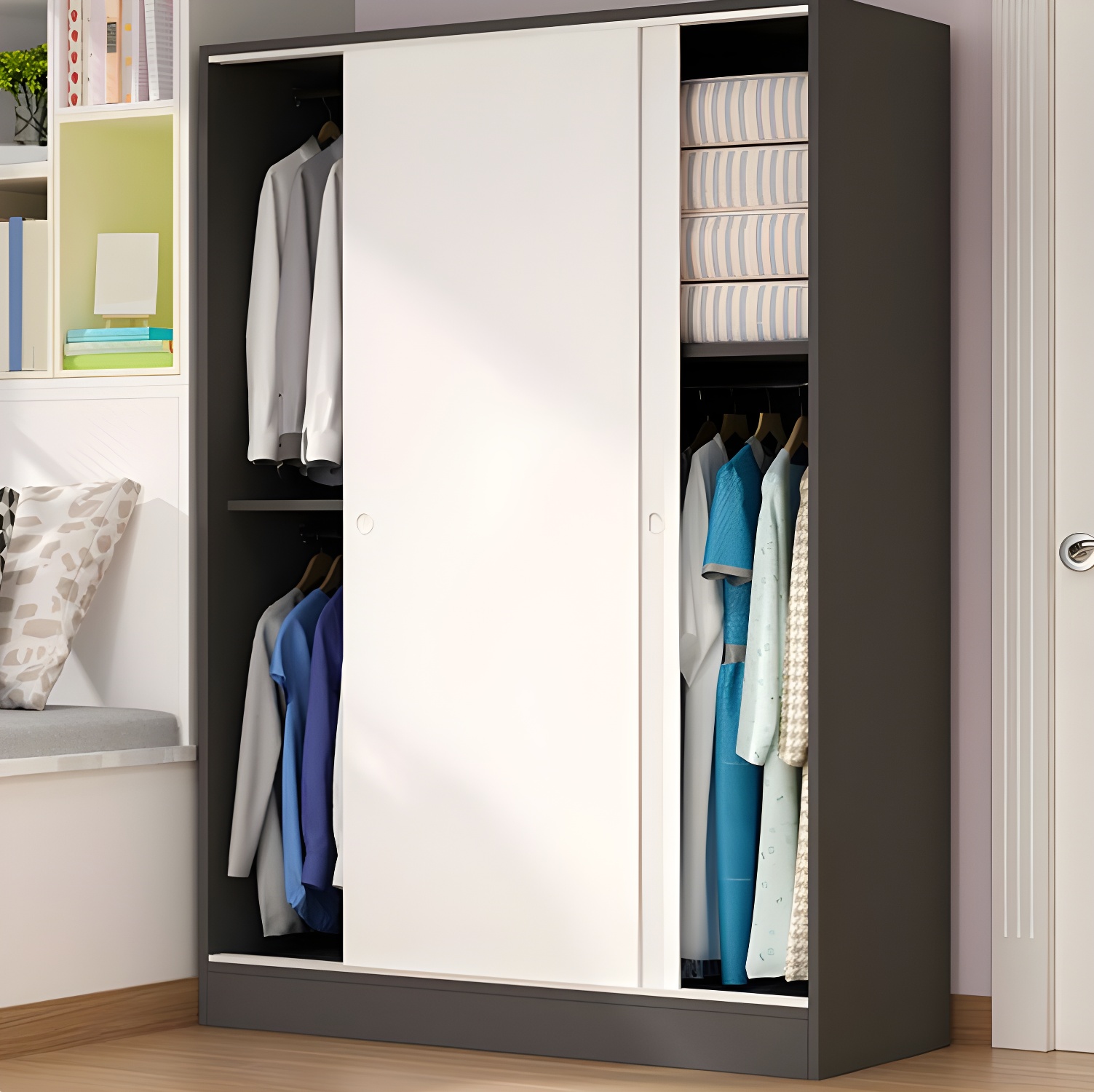 Contemporary Wardrobe Cabinet Sliding Storage Cabinet for Home - image 16