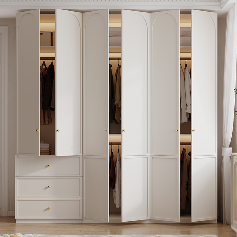 Minimalist Manufactured Wood Independent Almirah with 3-Drawer, Interior Shelves, and Clothing Rod - image 3