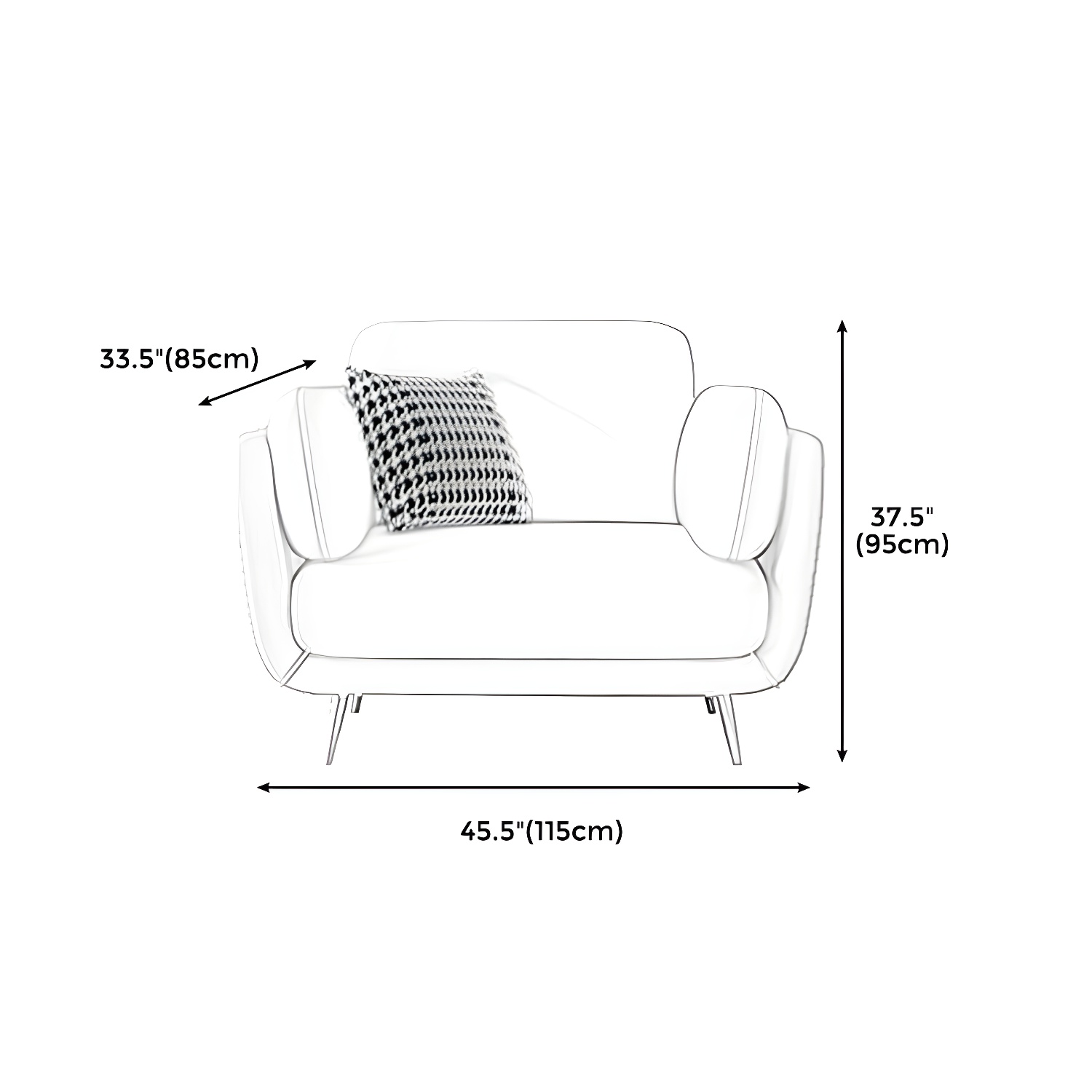 36" High Modern Velvet Square Arm Sofa with 2 Pillows Standard Sofa for Living Room - image 16