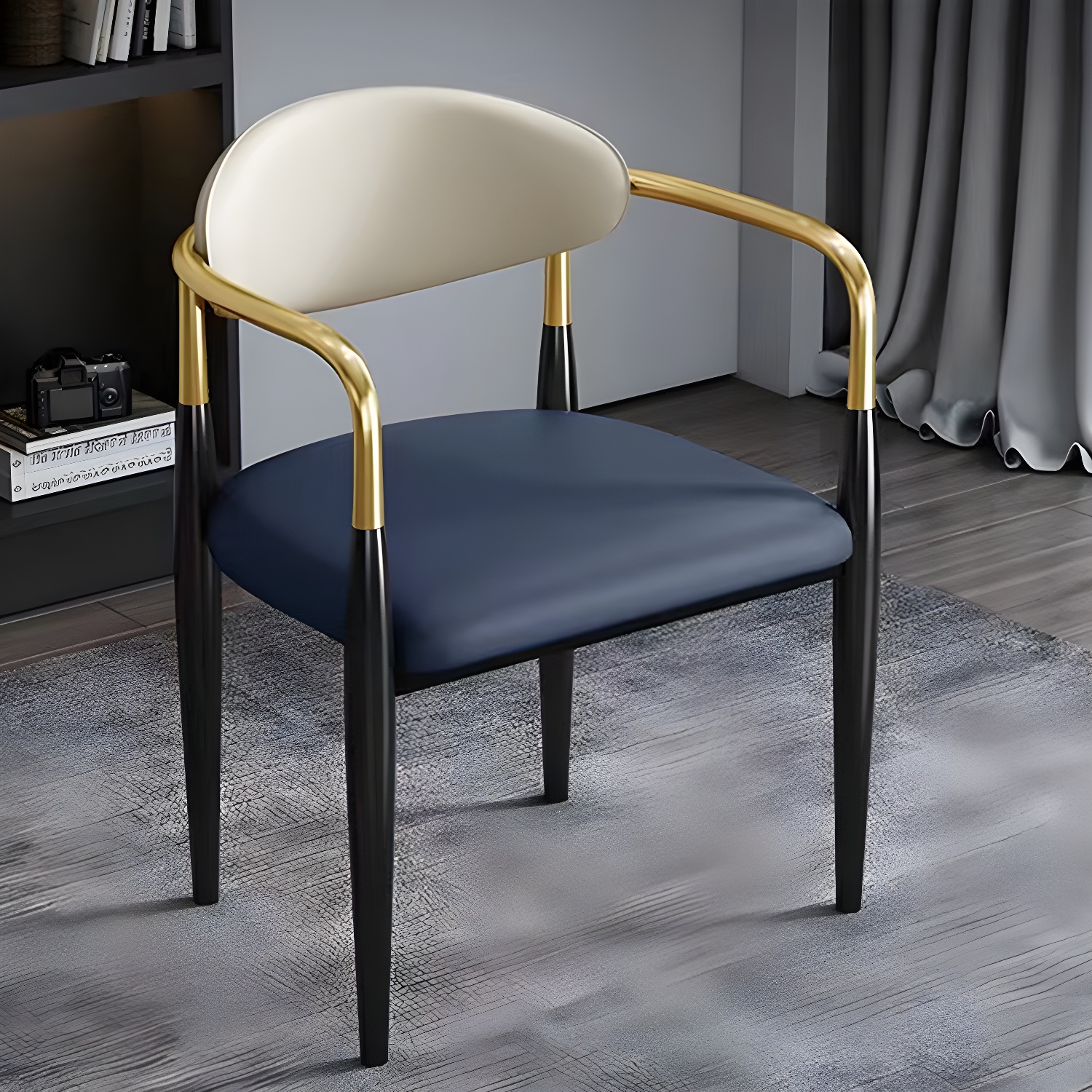 Contemporary Metal Dining Chair Black Legs Dining Room Arm Chair - image 10