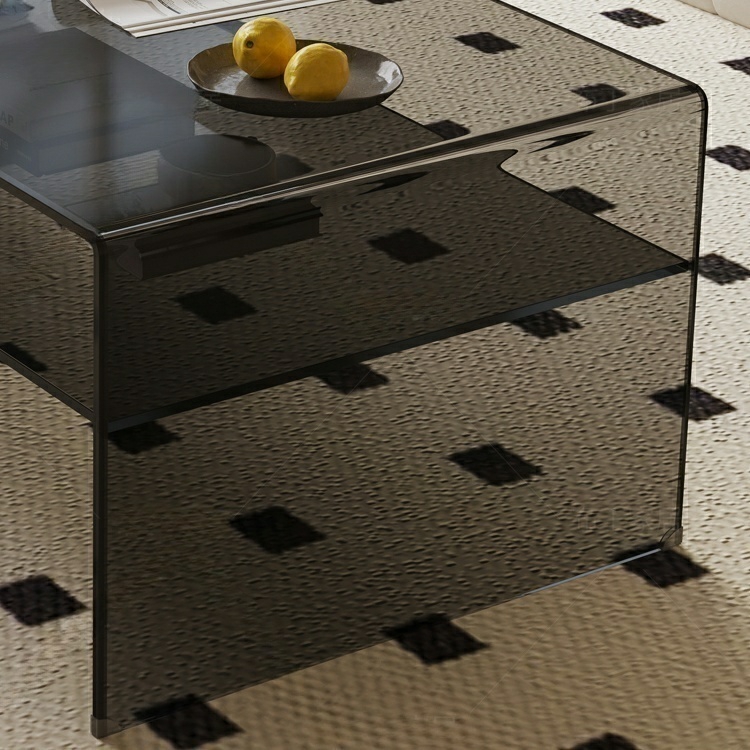 Rectangular Glass Modern Coffee Table with Transparent Top and Sleek Glass Base - image 10