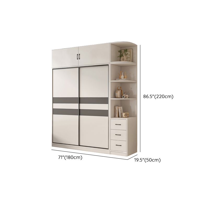 Chalk Nordic Timber Wardrobe with 3 Drawers, Self-supporting Design, Soft Close Door, and Clothing Rod - image 34