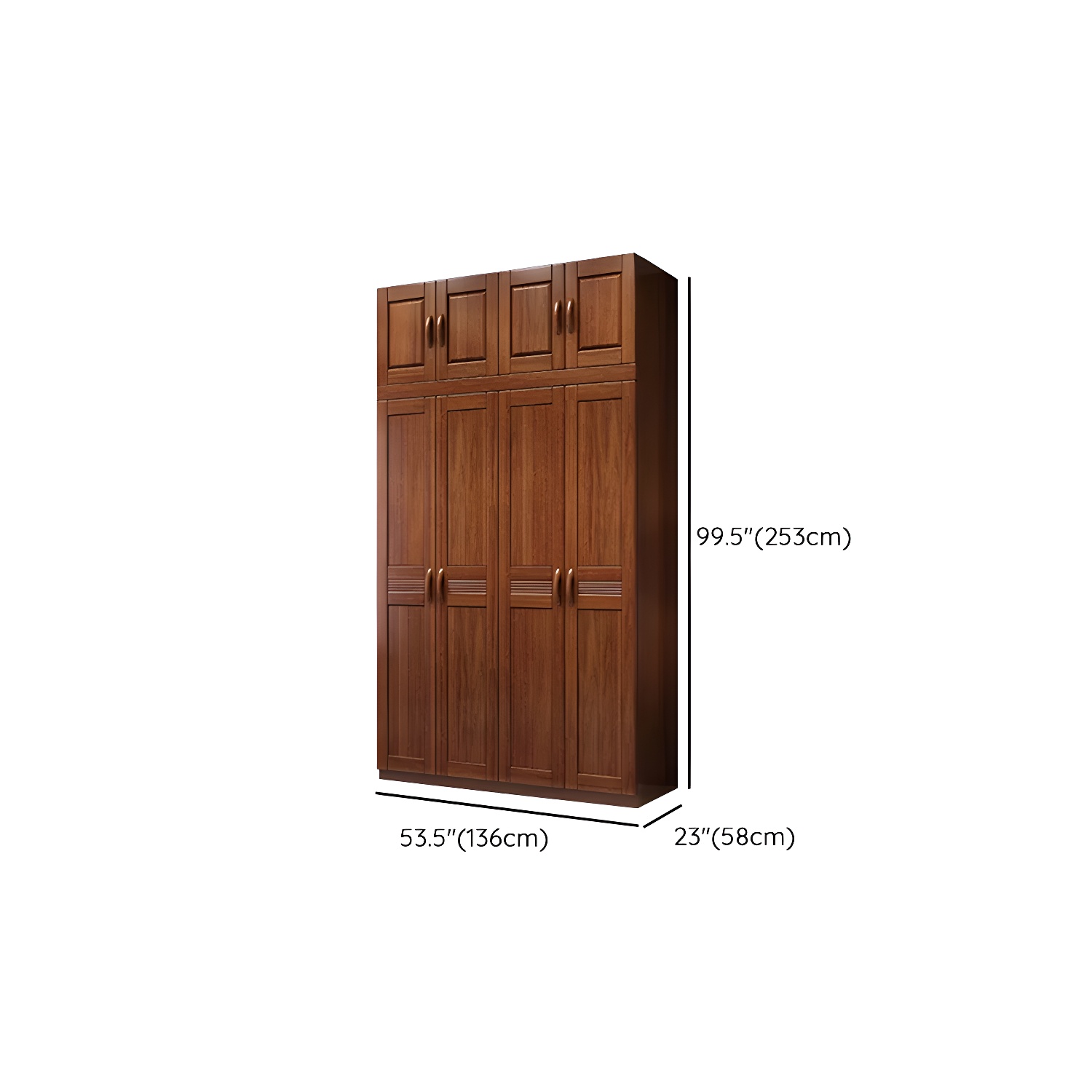 Wood Brown Rustic Wardrobe Armoire with Drawers & Shelves, Walnut Finish - image 17