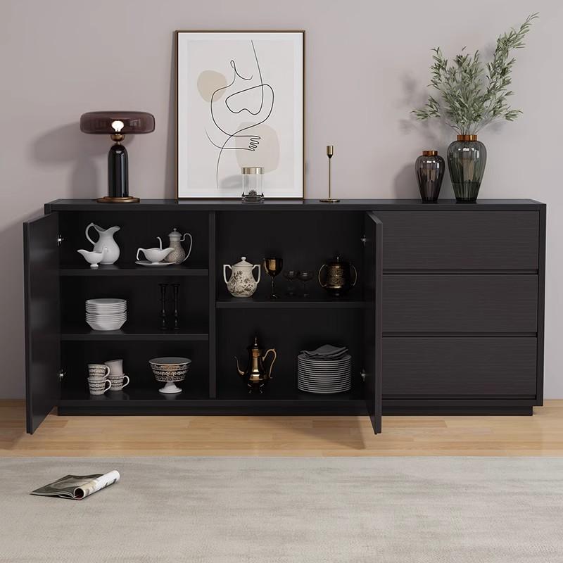 Sideboard with 3 Drawers, Cabinet, Standard Narrow Sizes, Four Internal Shelves, Wood Countertop, and 2 Doors - image 5