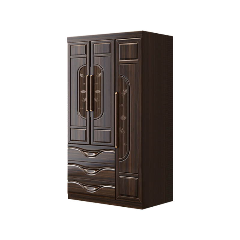 Vintage Natural Wood Unattached Wardrobe Closet with Soft Close Drawer, Soft Close Door, Interior Shelves, and Hanging Rod