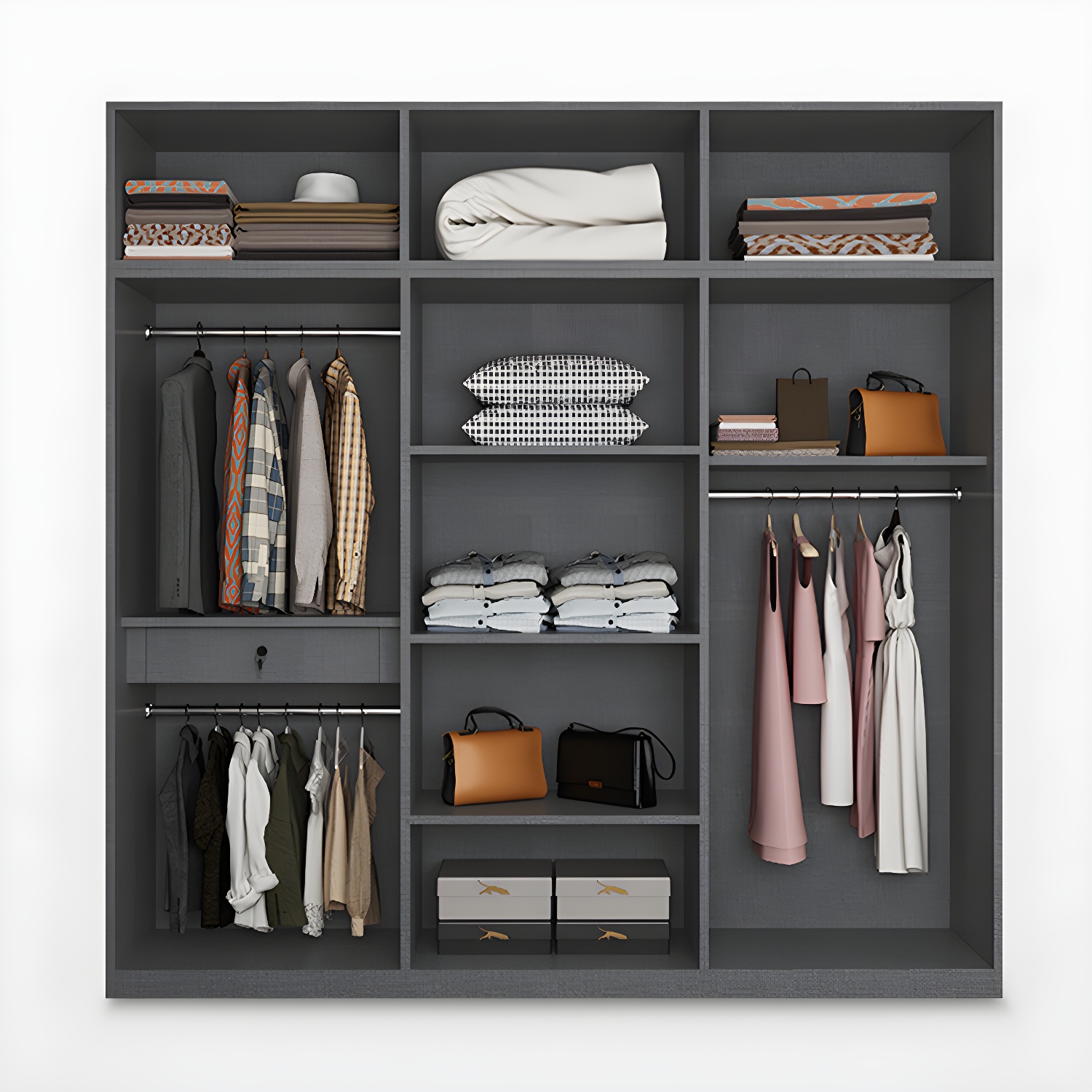 Modern Style Wooden Wardrobe Soft Close Door Wardrobe Closet with Drawer - image 8