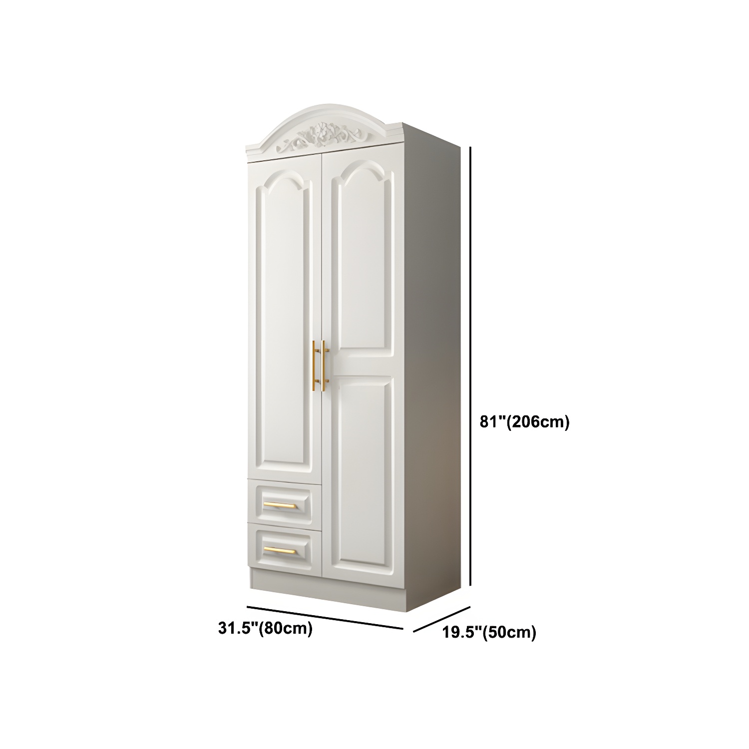 French Country Wardrobe White Colour Wooden Wardrobe Closet With 2 Drawers - image 12