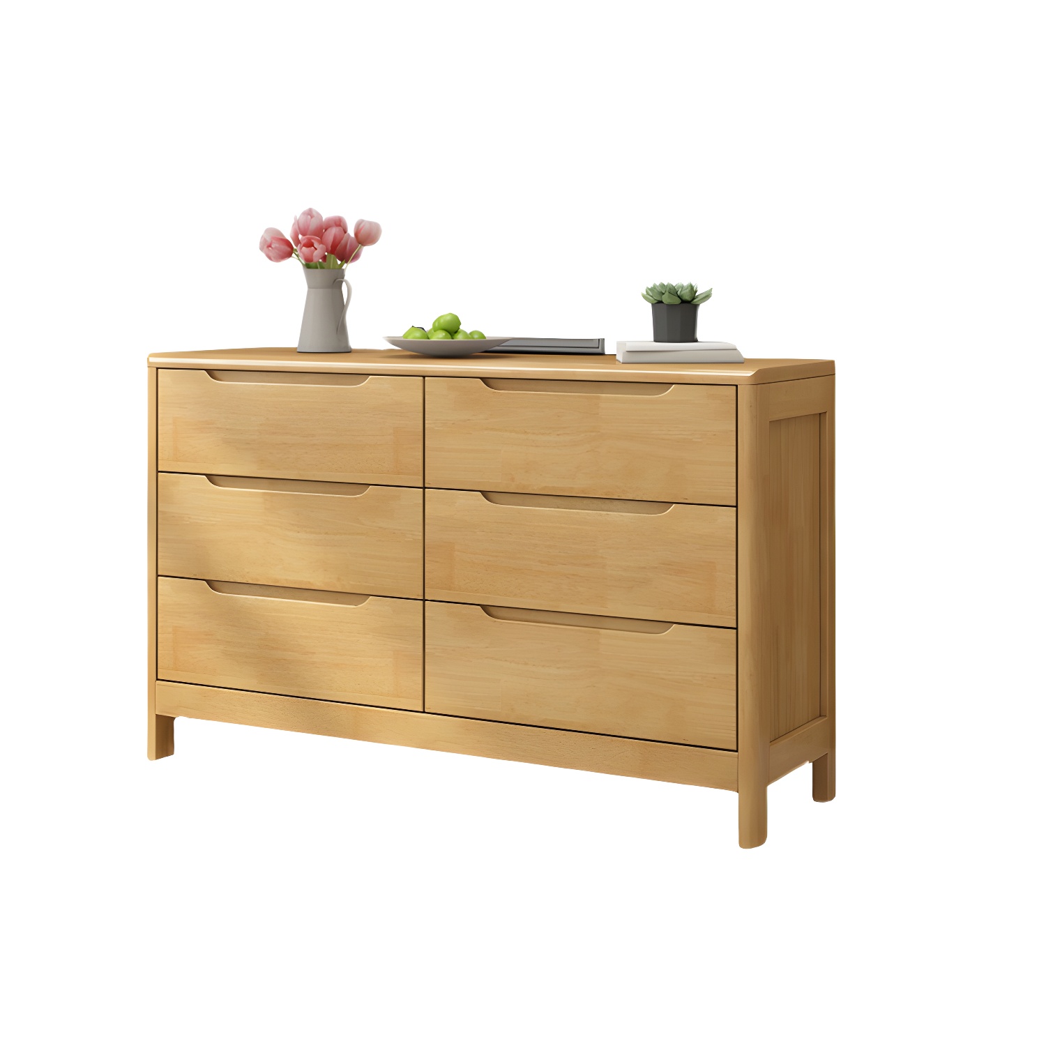 Mid-Century Modern Chest Rubberwood Squared Legs Grooves with Drawer Accent Chest - image 8