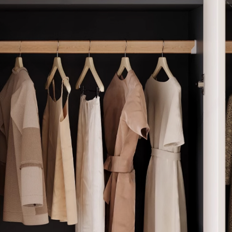 Dove Grey Minimalist Manufactured Wood Wardrobe Closet with 2 Drawers, Soft Close Door, Interior Shelves, and Clothing Rod - image 6