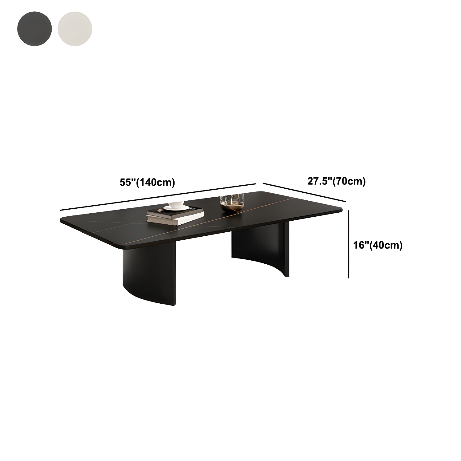 Glam 15.7" H Rectangle Slate Coffee Table Steel 2 Legs Cocktail Table - image 18