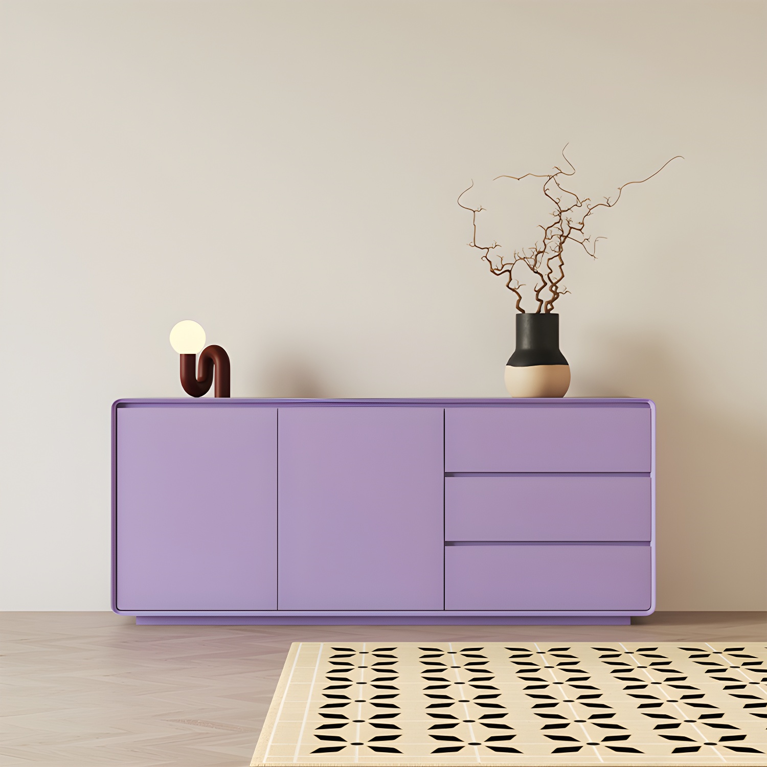 Wood Sideboard with 2 Doors and 3 Drawers, Overall Dimensions 40cmW x 80cmH - image 10