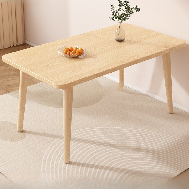 Dining Table Set with Rectangular Recycled Wood Fixed Table and Padded Chair Back in White/Auburn/Unfinished - image 3