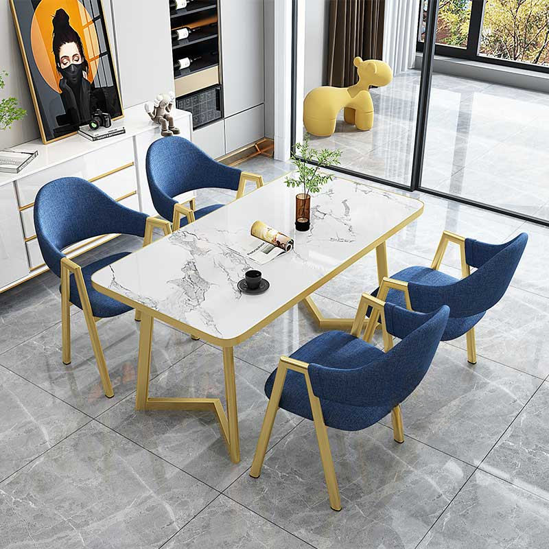 Luxurious Dining Table Set with Recycled Wood Top and Sleighing Base - image 3