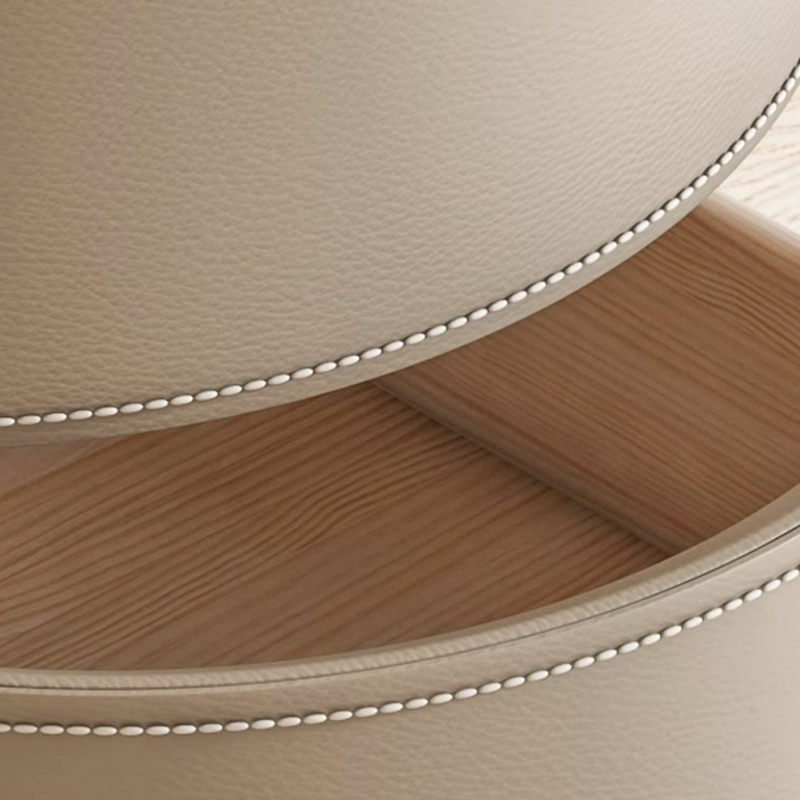 Modern Faux Leather Round Nightstand with 2 Drawers in Under 21 in. Narrow Size - image 17