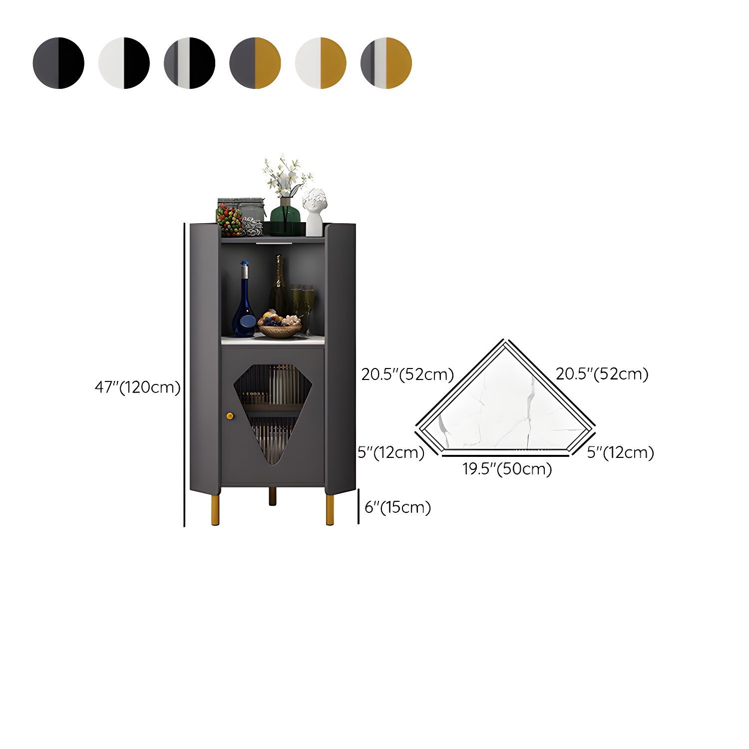 Glam Corner Accent Cabinet with Glass Doors and Wood Countertop in Small (Under 24 in.) Length - image 17