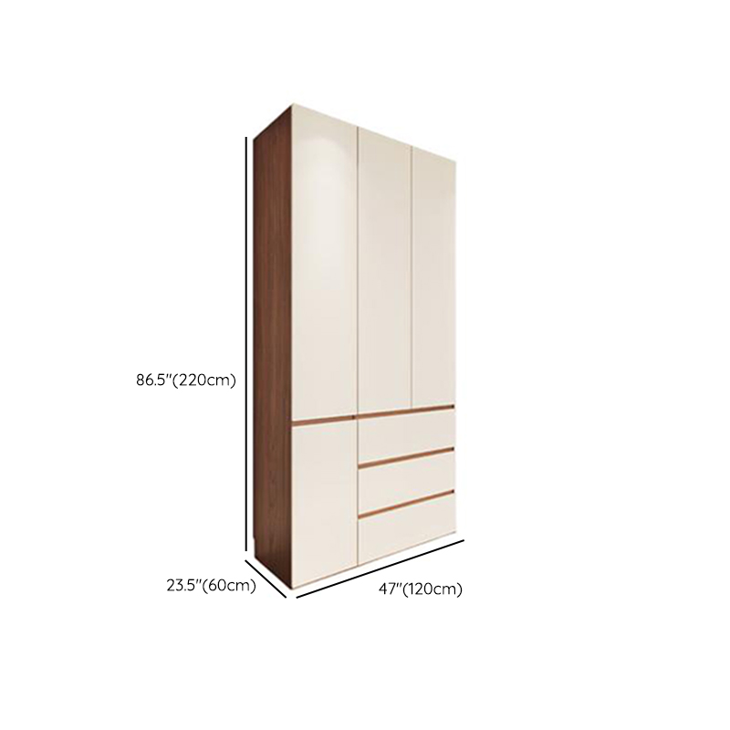 White Minimalist Manufactured Wood Wardrobe Closet with 3-Drawer, Soft Close Door, Interior Shelves, and Clothing Rod - image 6