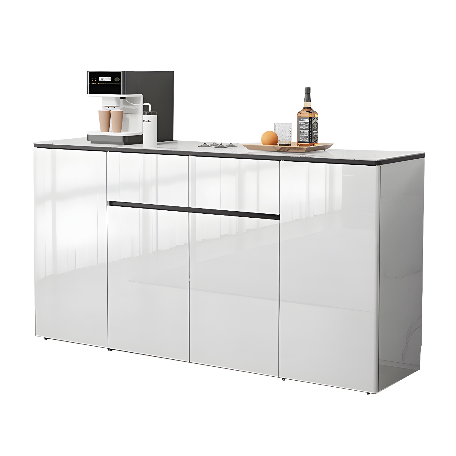 Contemporary Glass Top Sideboard Cabinet with Drawer for Living Room - image 7