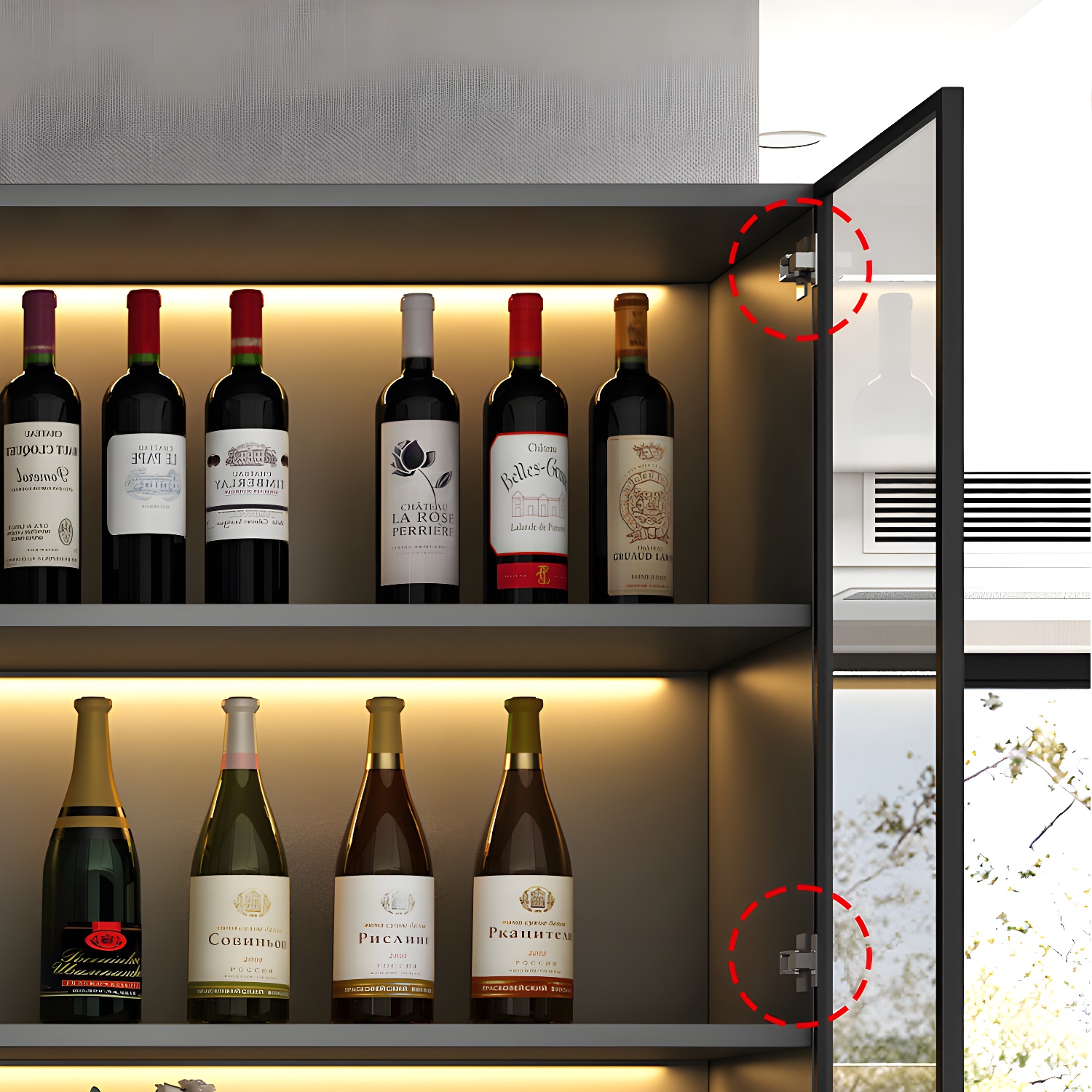 Accent Cabinet Rectangle Contemporary Glass Wood with Shelves - image 8