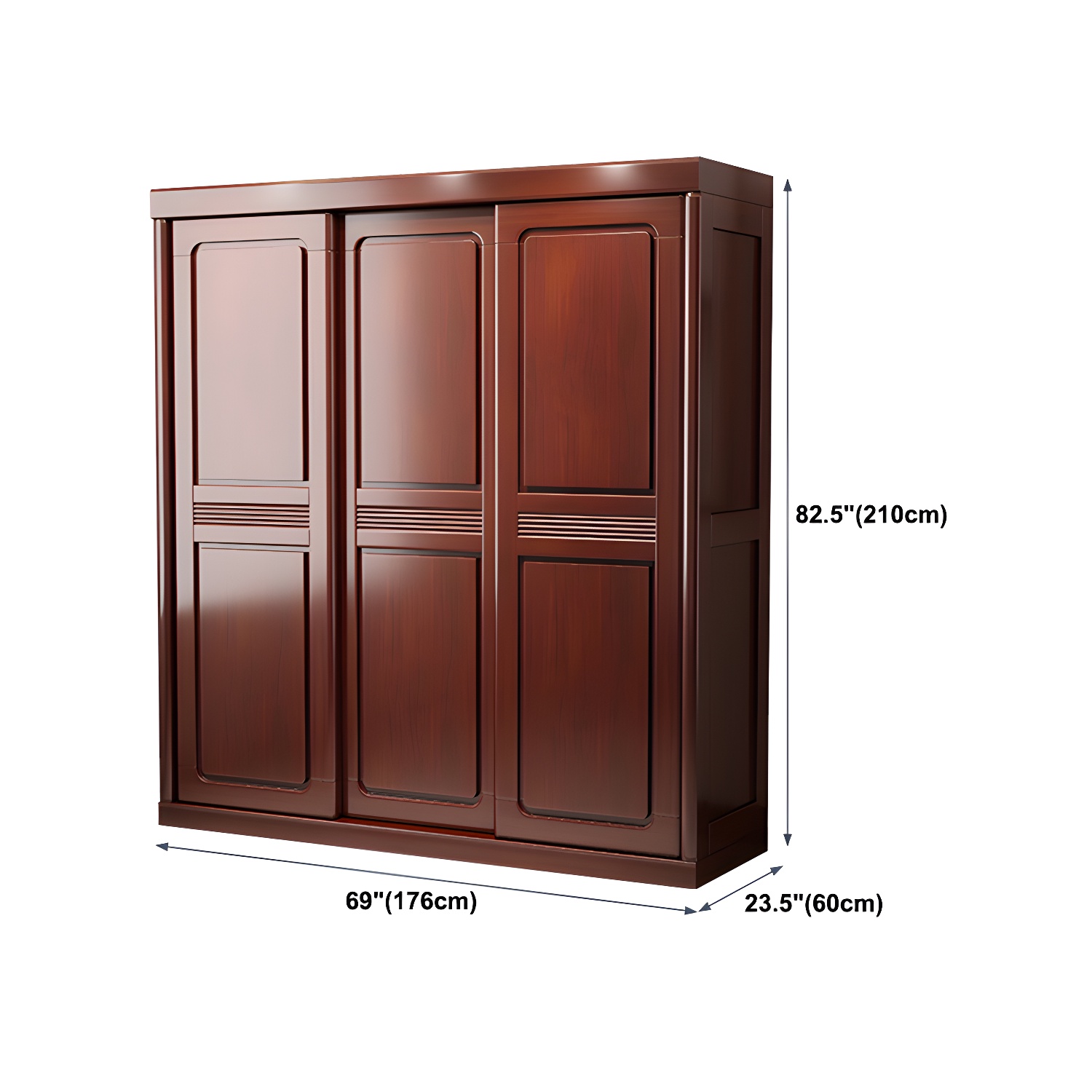 Traditional Wardrobe Cabinet Rubberwood Brown Wardrobe Armoire - image 16
