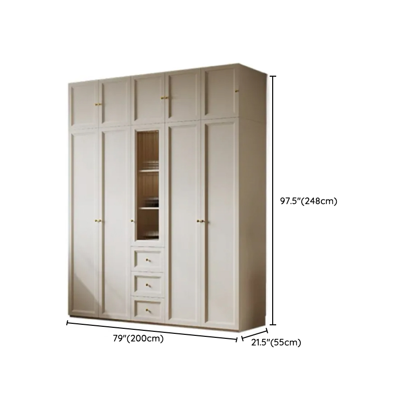 Chalk Modish Self-supporting Cabinet Armoire with Soft Close Drawer, Soft Close Door, and Hinged Hanging Rod - image 24