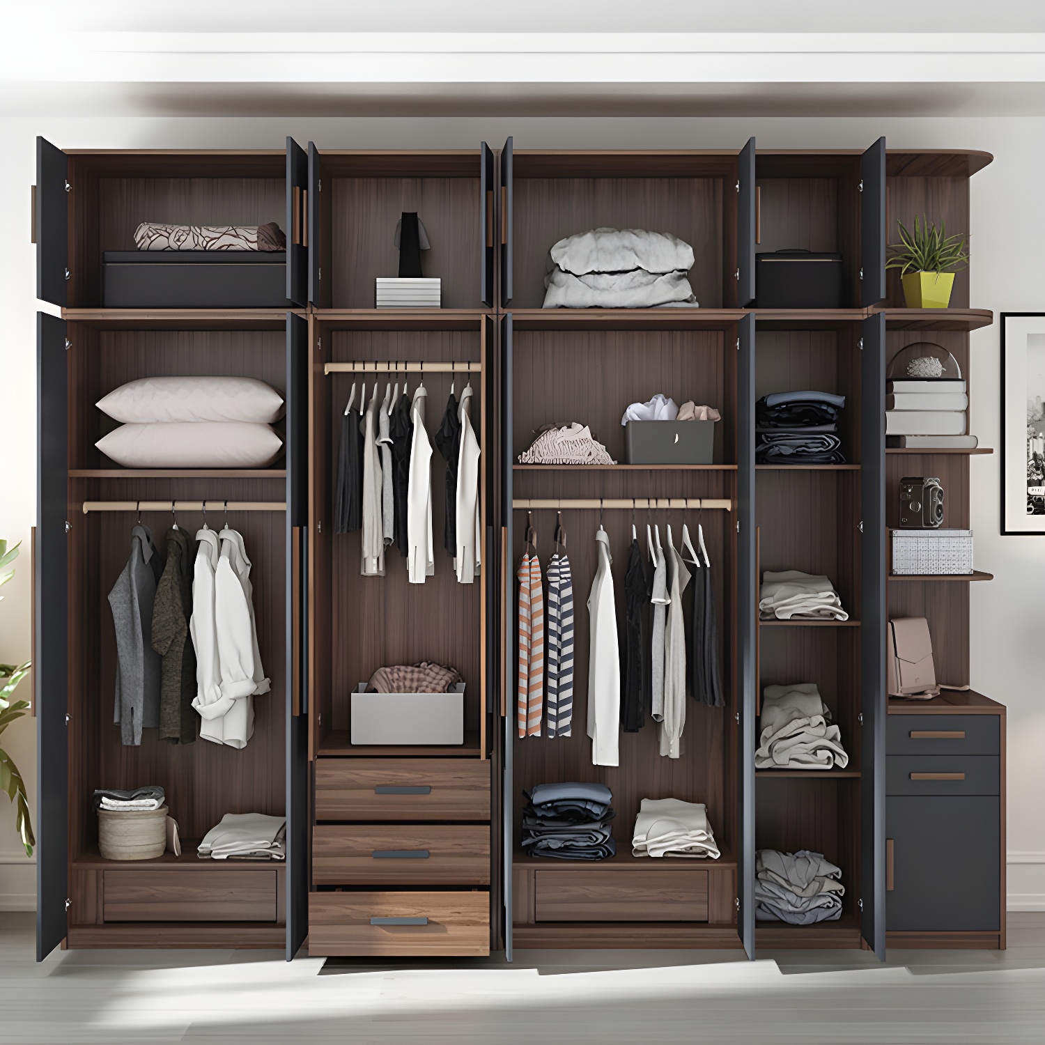 Contemporary Wardrobe Armoire Engineered Wood Wardrobe Closet - image 6