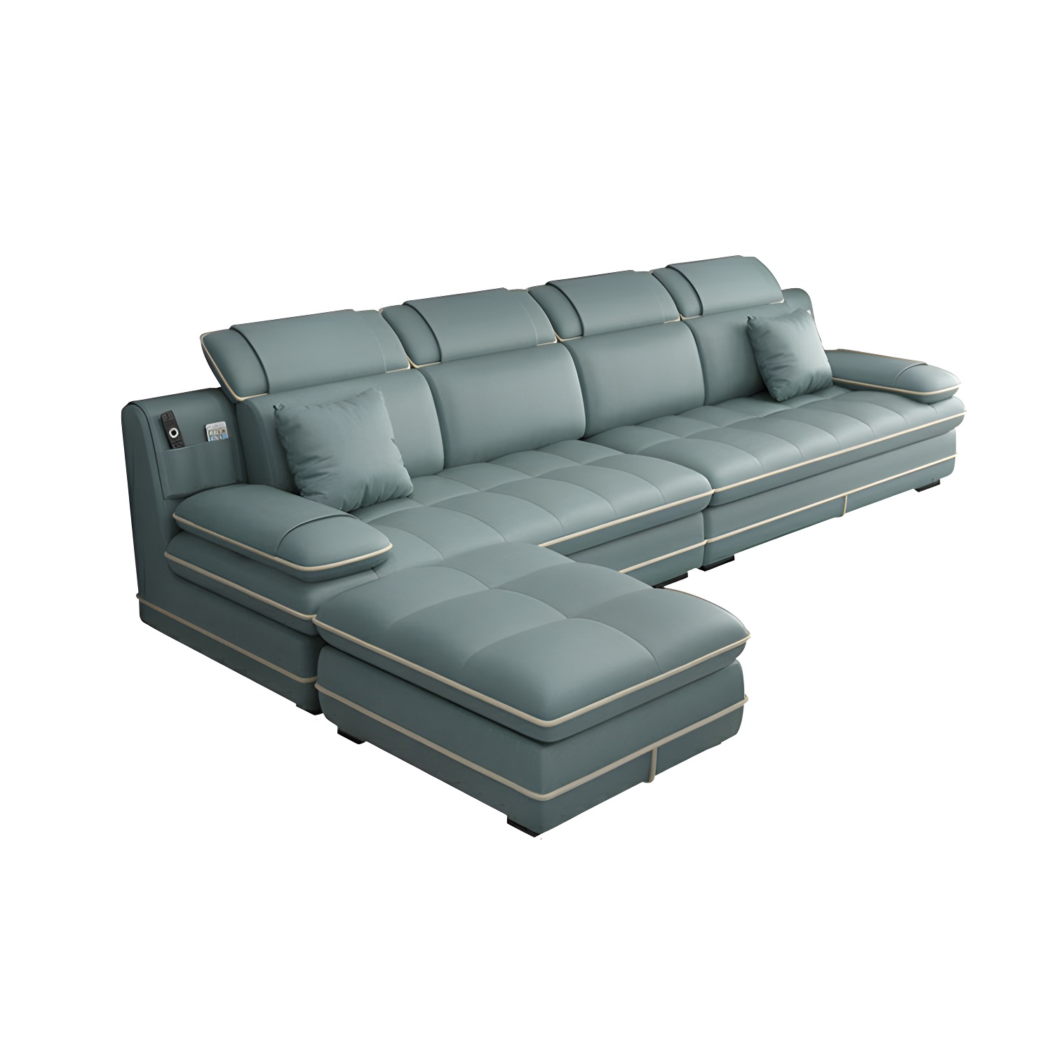 Elegant Gray Curved Sectional Sofa with Scandinavian Wooden Frame - image 9