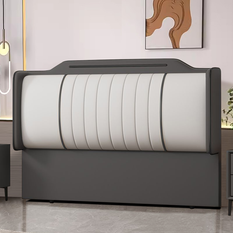 Modish No Distressing Timber Panel Headboard with Rectangle Shape for King Bed, Featuring Sponge Upholstery Fill and Standard Height