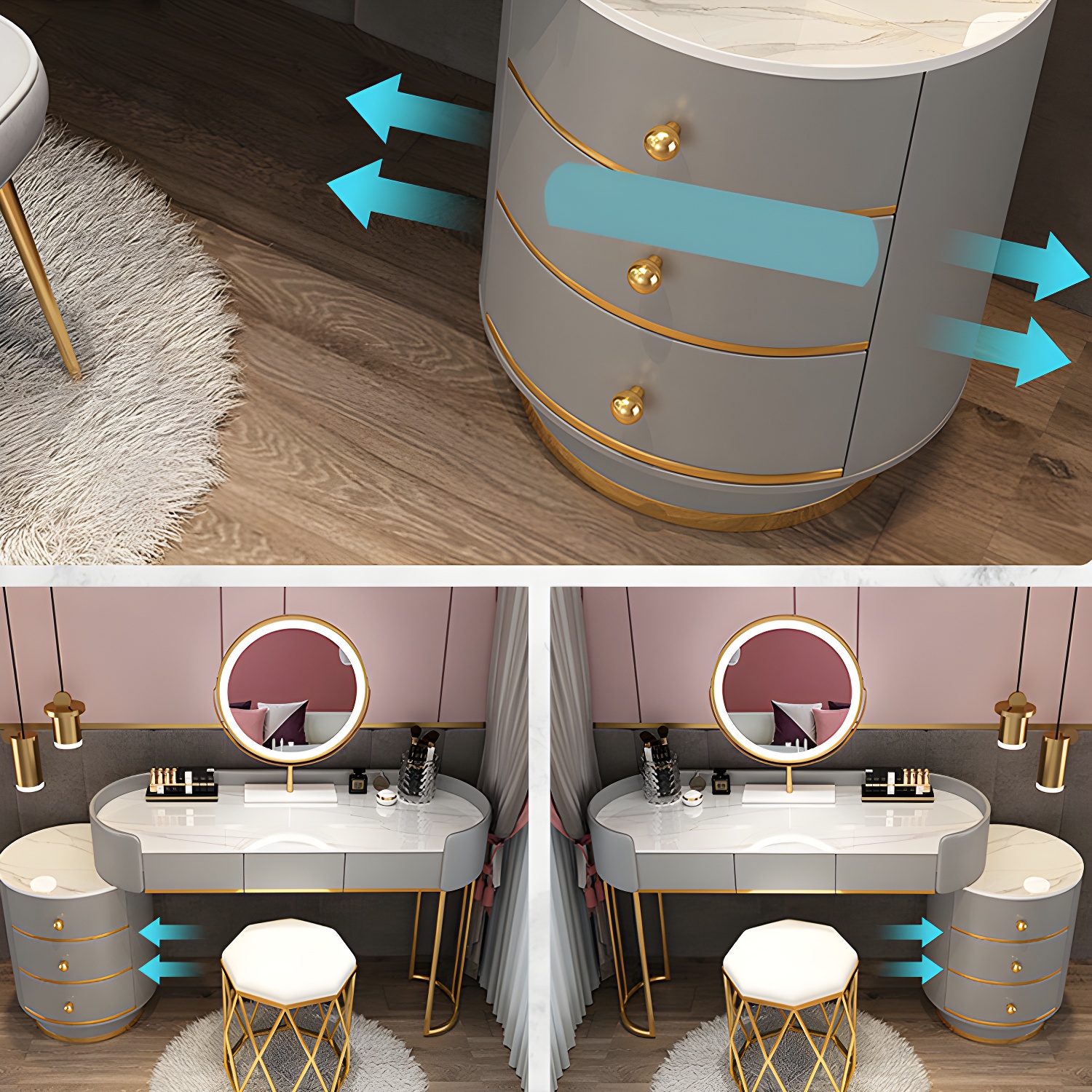 Glam Dressing Table Storage Box with Makeup with Drawers for Bedroom - image 10