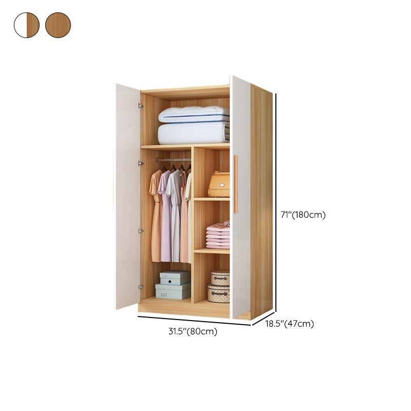 Minimalist Manufactured Wood Independent Wardrobe Closet with Soft Close Door, Interior Shelves, and Clothing Rod - image 10