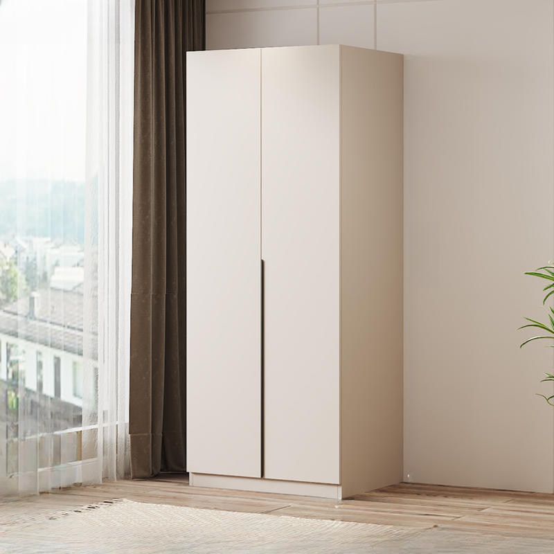 Modish Manufactured Wood Independent Armoire Cabinet with Interior Shelves and Clothing Rod