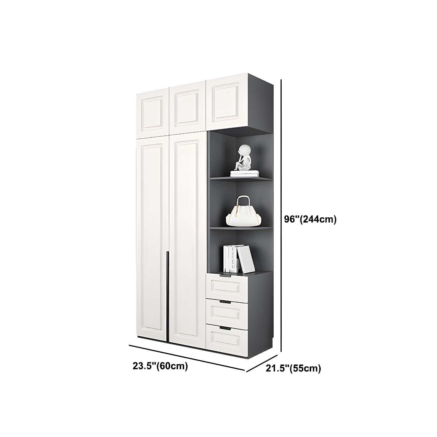 Modern Style Wooden Wardrobe Soft Close Door Wardrobe Closet with Drawer - image 30