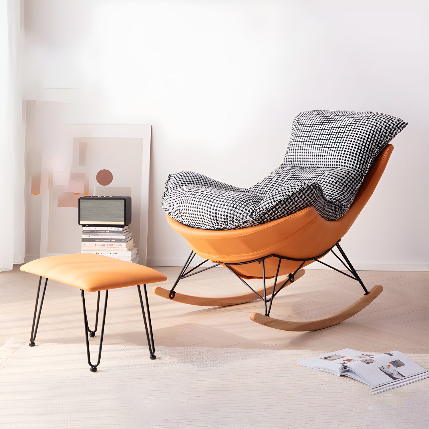 Modern Rocking Chair Solid Wood Rocker Chair with Light Legs - image 8