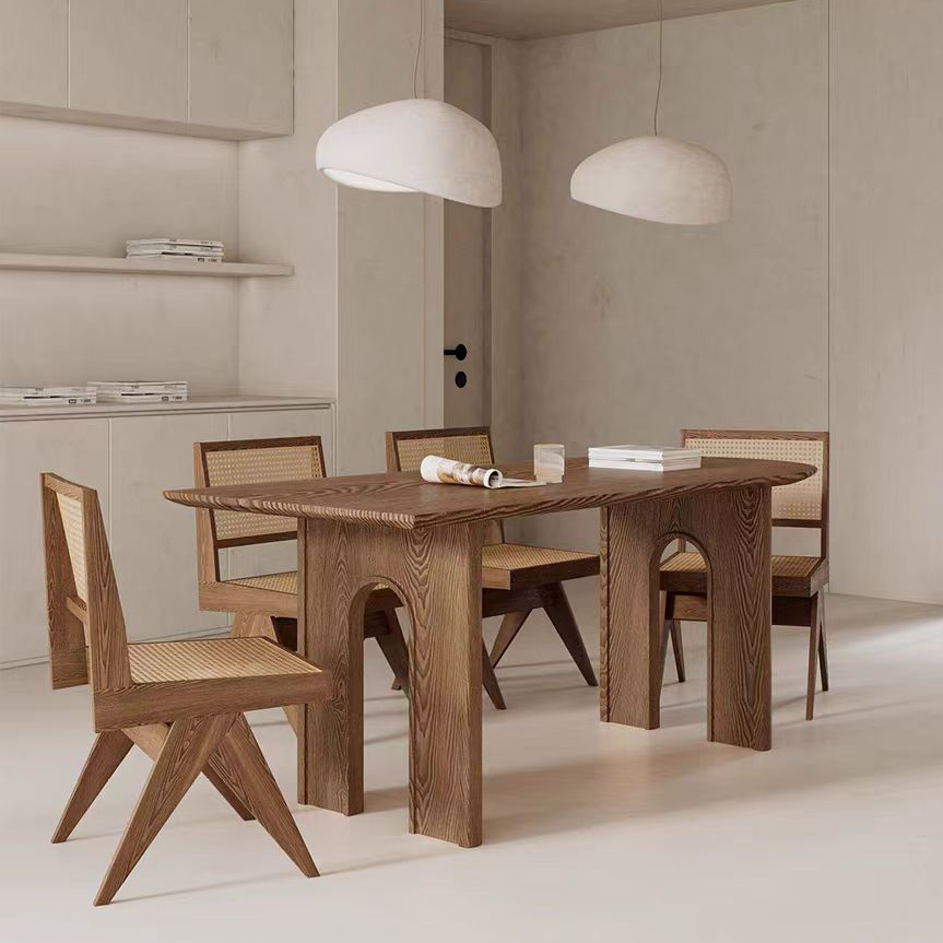 Natural/Espresso Finish/Sand Natural Pine Wood Dining Table for 9 People/for 6