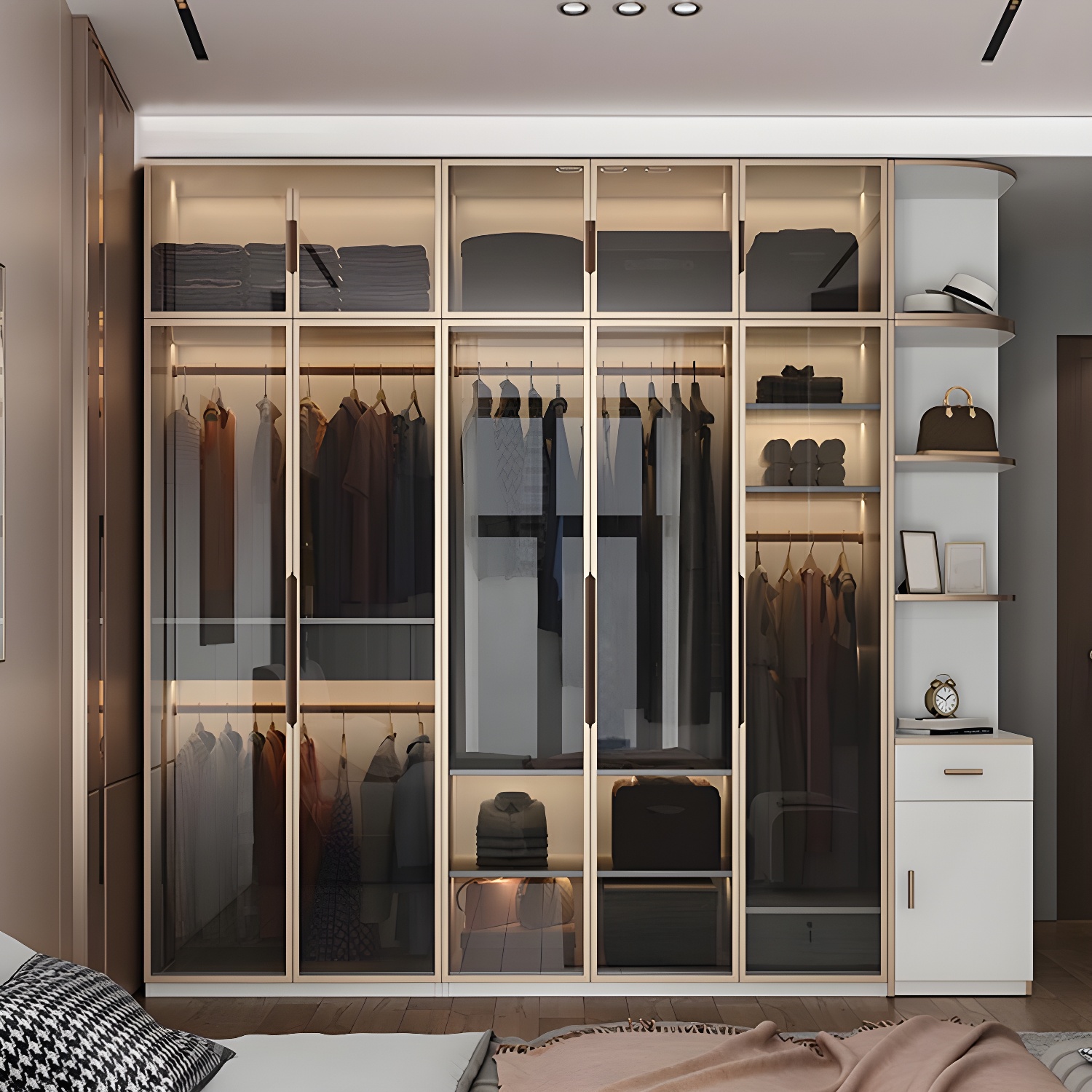 White Colour Wardrobe Armoire Contemporary Style Wooden Wardrobe Closet for Bedroom - image 11