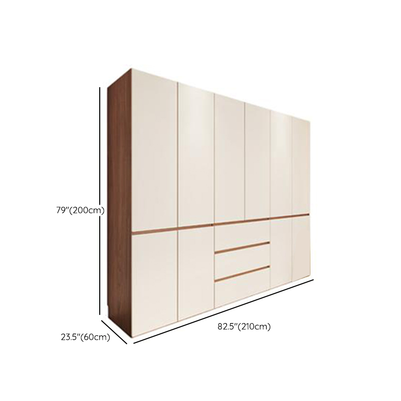 White Minimalist Manufactured Wood Wardrobe Closet with 3-Drawer, Soft Close Door, Interior Shelves, and Clothing Rod - image 18