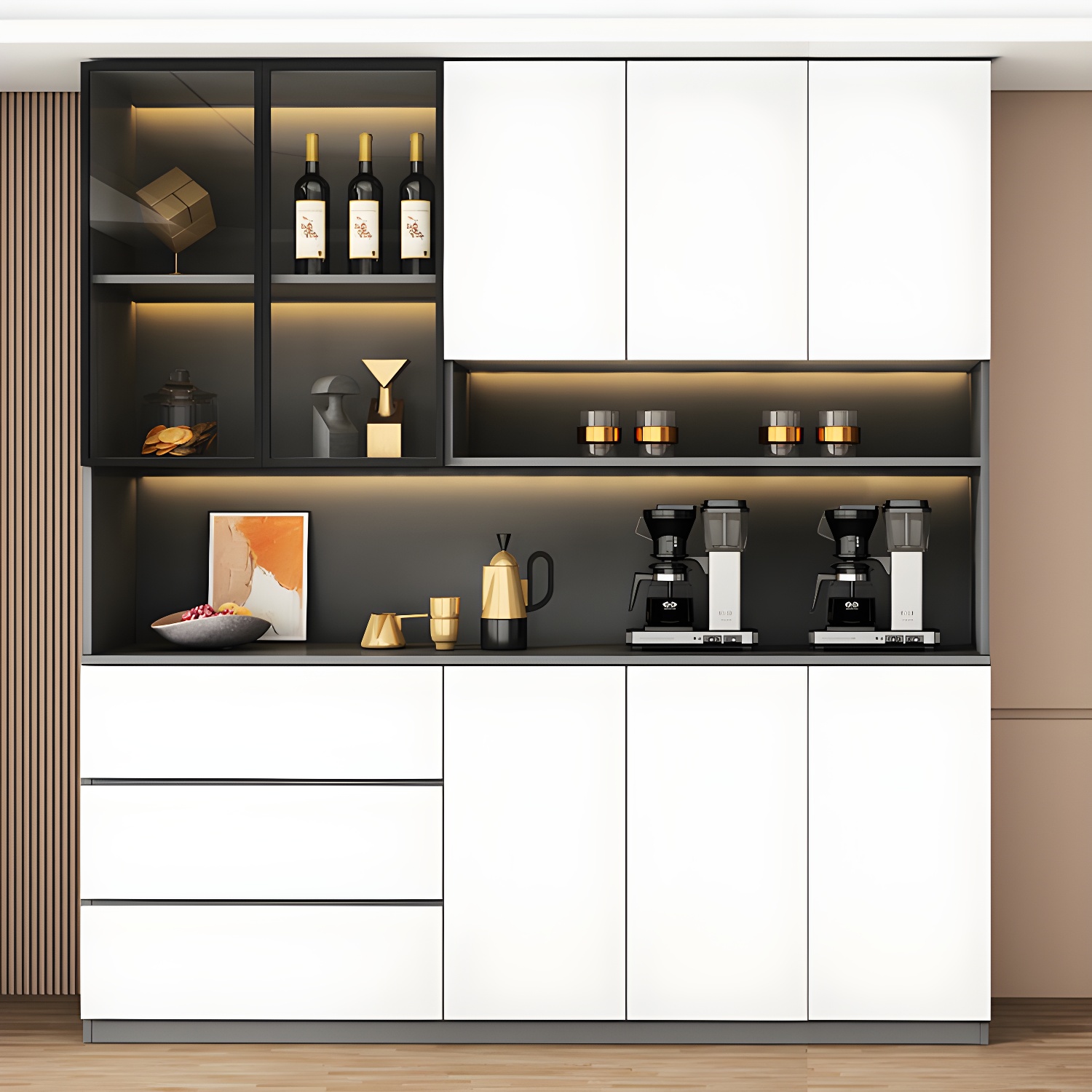 Modern White Wood Sideboard/Credenza 40cm Wide 220cm Tall - image 7