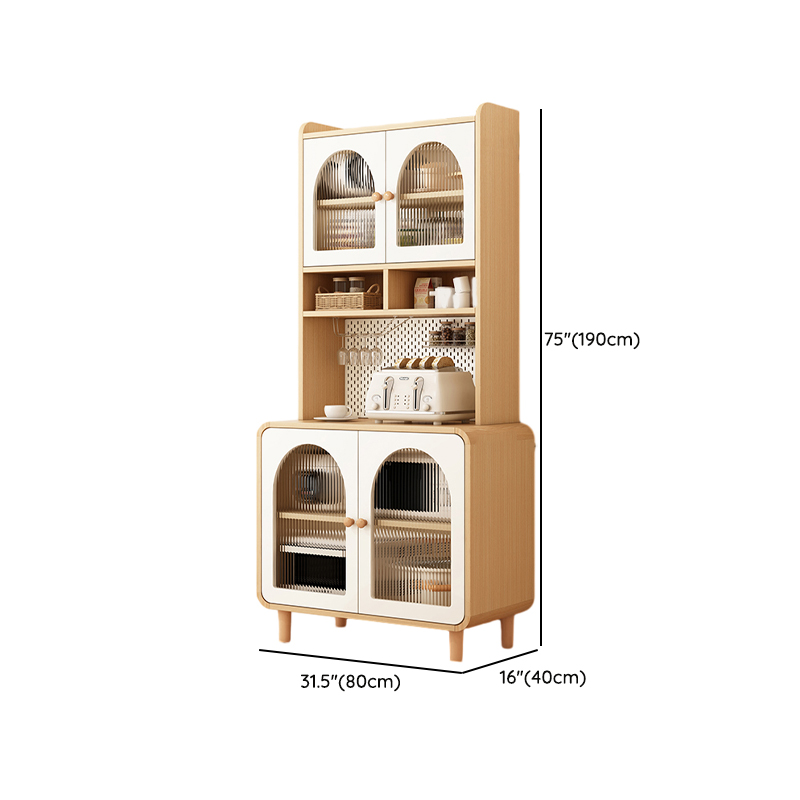 Scandinavian Wood Buffet 3 Cabinet Doors with Glass Interior Shelves - image 13