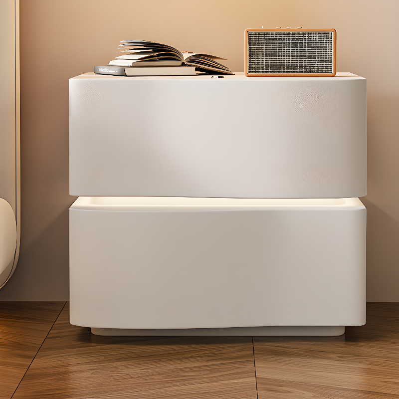 Organic Modern Drawer Storage Nightstand Synthetic Leather Illumination Light - image 5