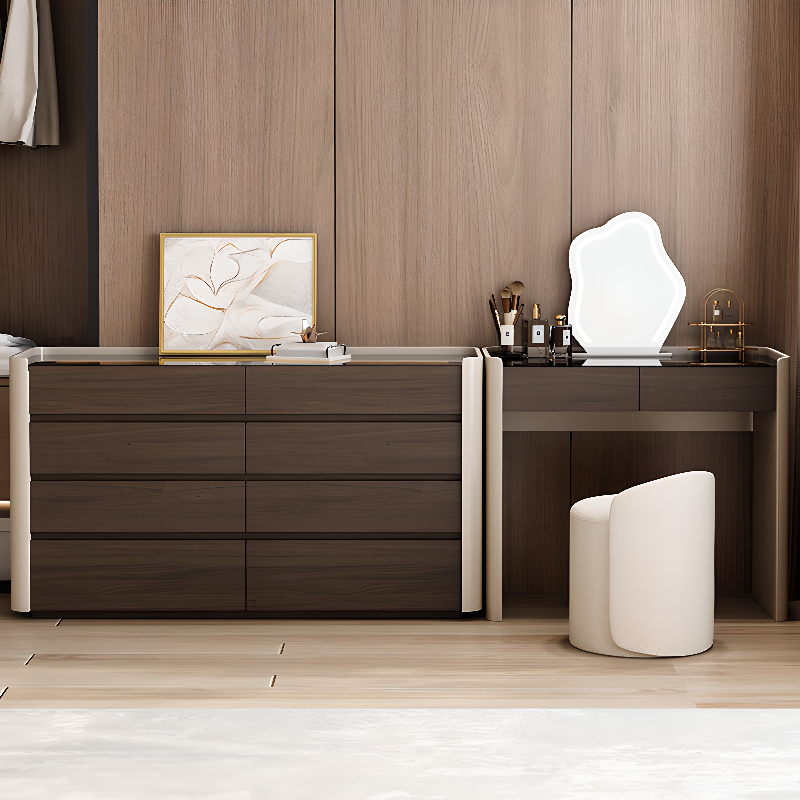 Auburn Multi-Purpose Vanity Set with 10 Drawers, Lighting, and 2-in-1 Functionality