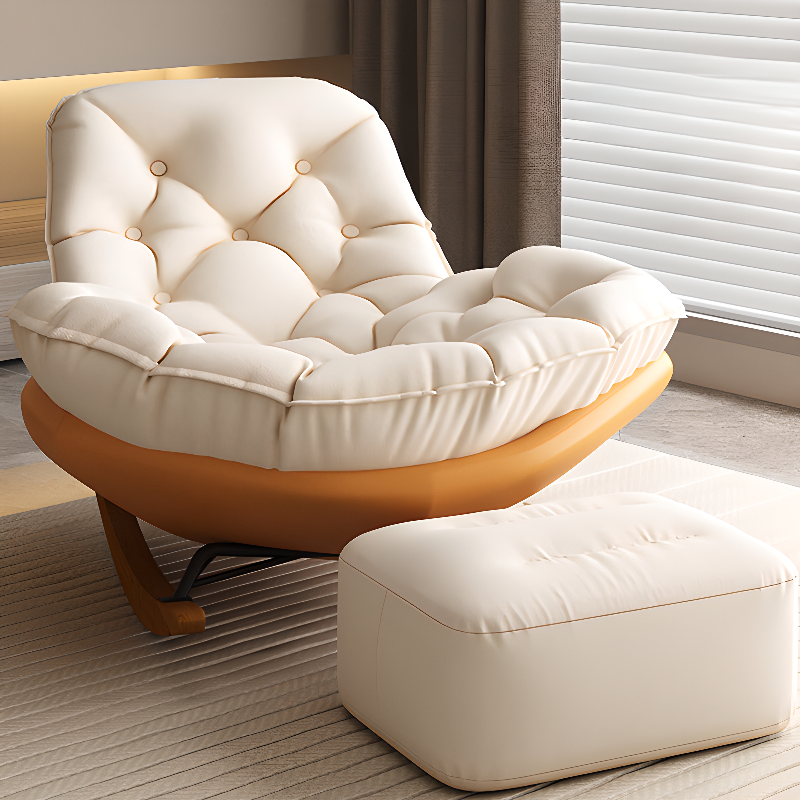 Stationary Upholstered Rocking Chair with Cushioned Rear in a Scandinavian Style, Footstool Included/Not Included - image 17