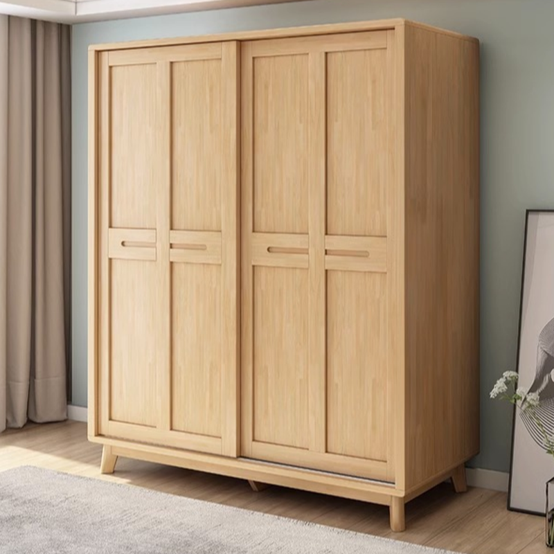 Minimalist Wooden Independent Wardrobe Closet with Compartments, Interior Shelves, Clothing Rod, and Gate - image 5