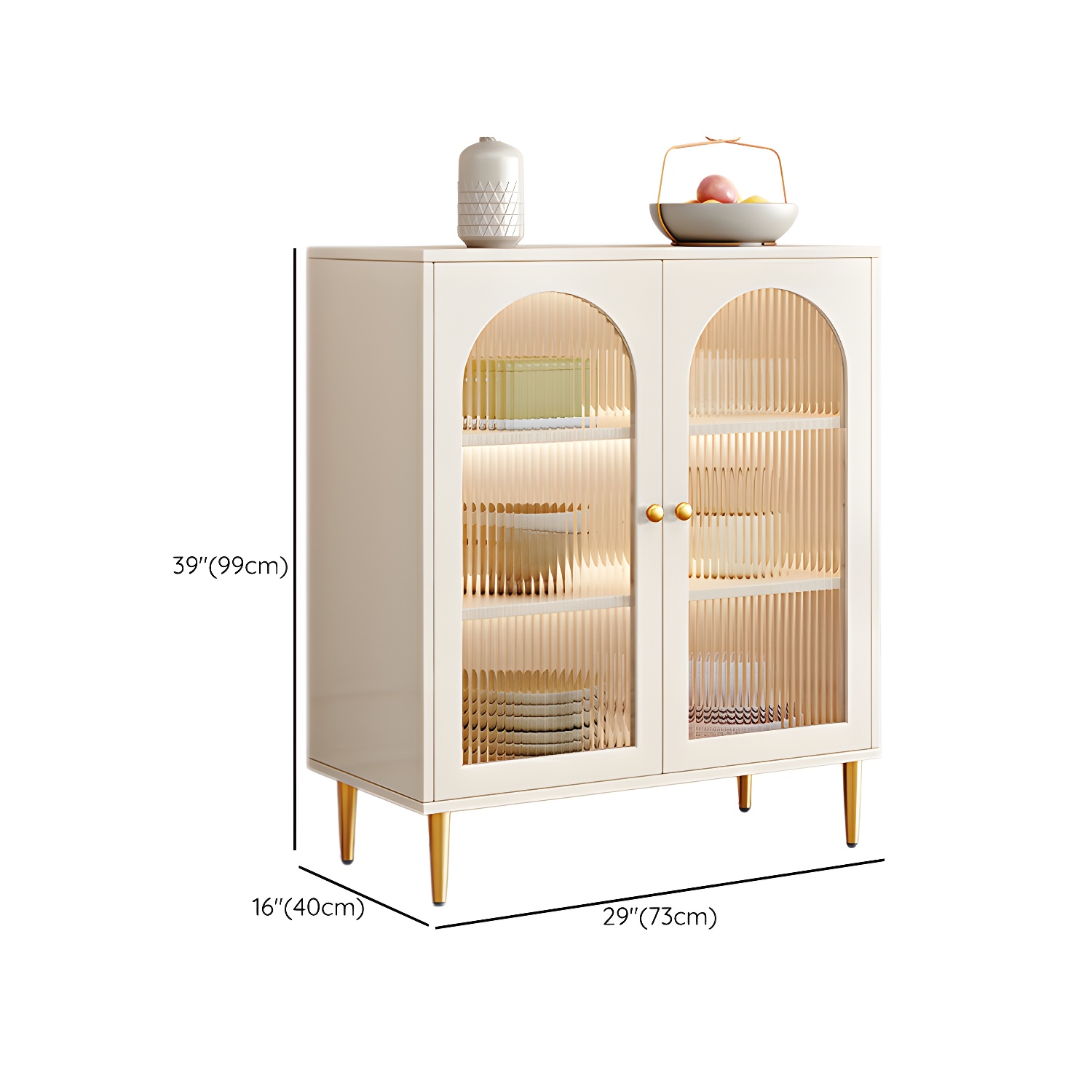Glam White Wood Sideboard Credenza with Glass Doors and Adjustable Shelves - image 24