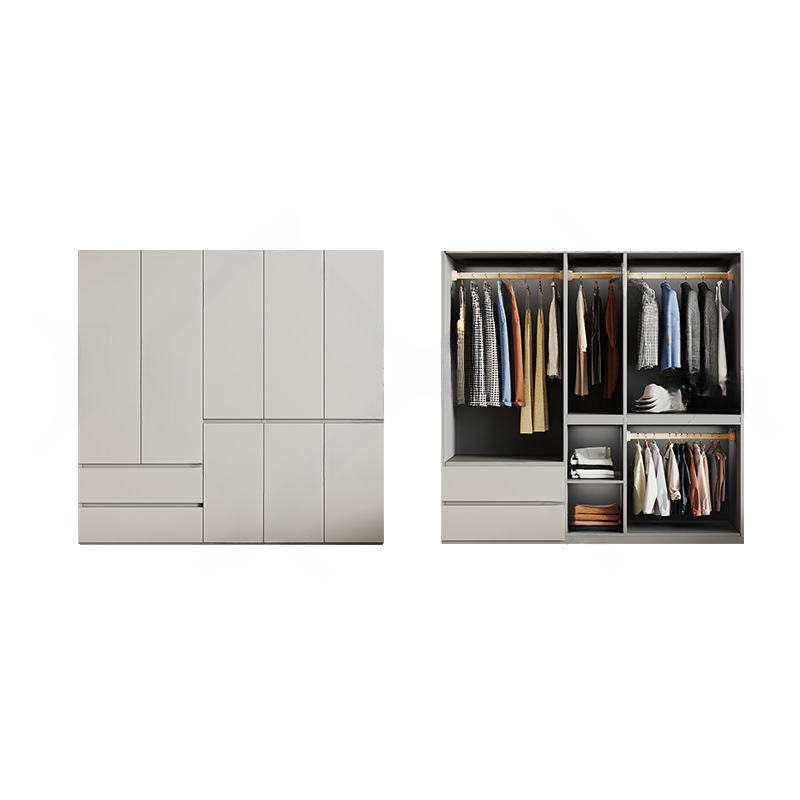 Cream Trendy Reclaimed Wood Wardrobe Armoire with Soft Close Drawer, Soft Close Door, Interior Shelves, and Clothing Rod - image 17