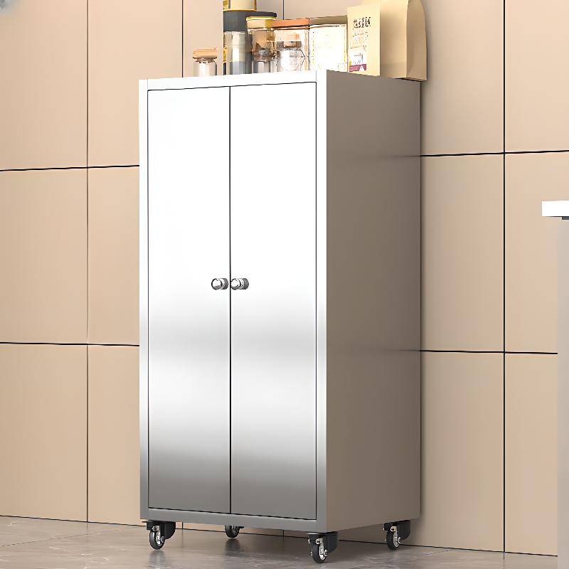 Metallic Sideboard on Roller Wheels with Stainless Steel Countertop - image 12