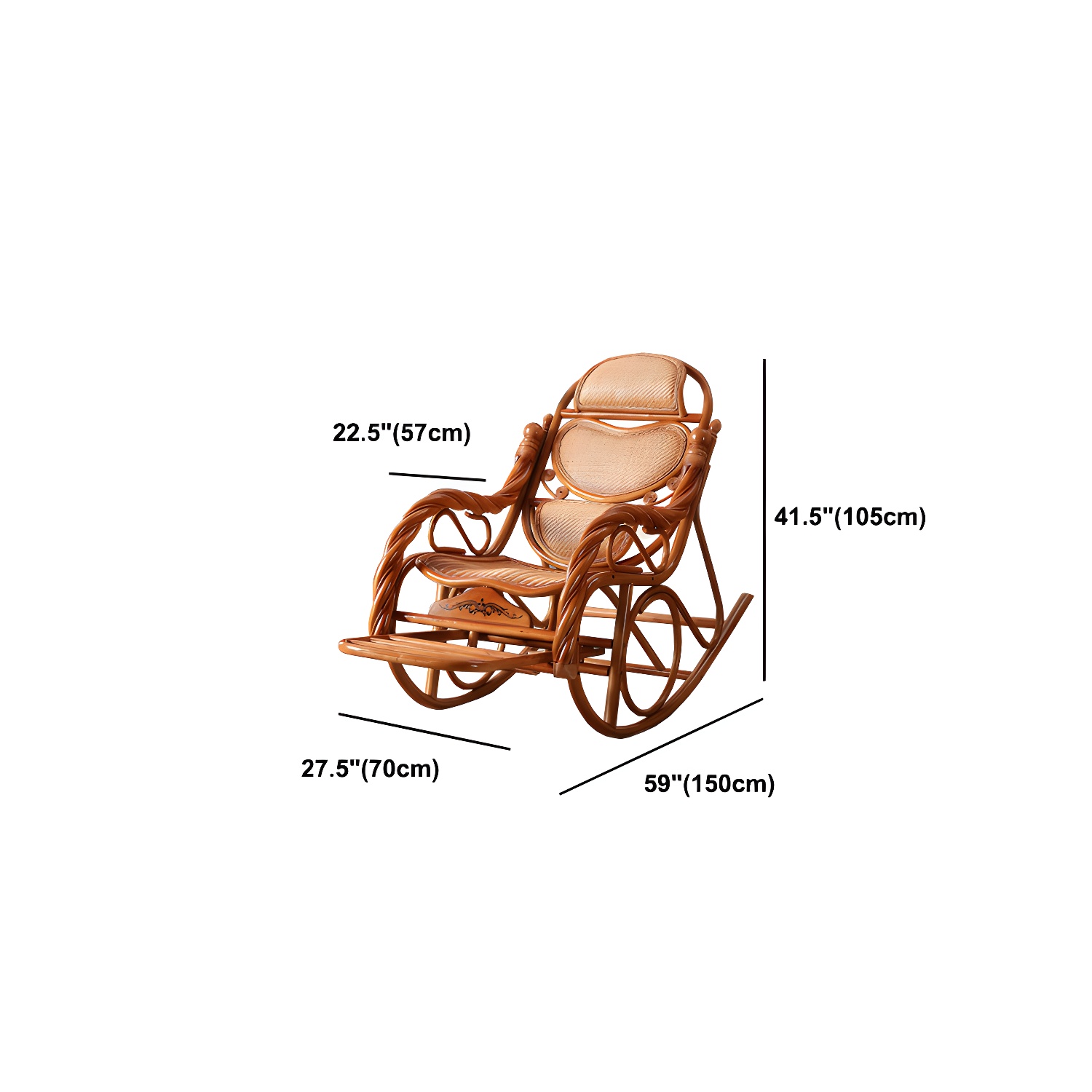 Traditional Spindle Rocking Accent Chair Tobacco Finish Rocker Chair Reclining - image 29