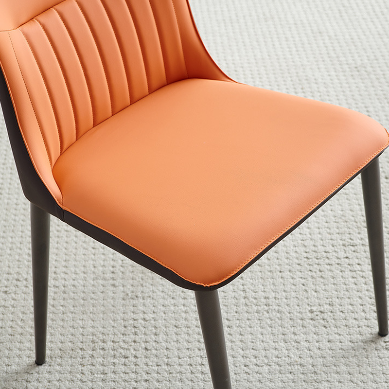 Minimalist Side Chair with Closed Back, Padded Upholstery, and Ink Metal Legs - image 10