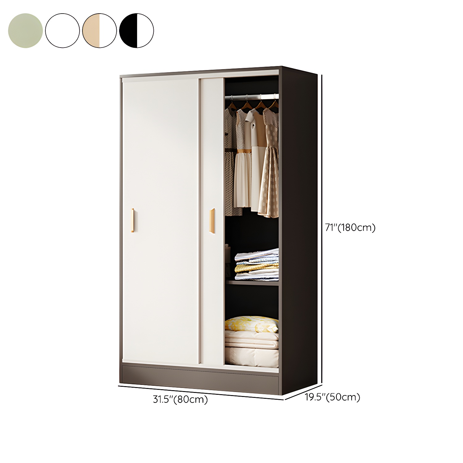 Contemporary Freestanding Wardrobe Armoire Wood Sliding Doors Wardrobe - image 17