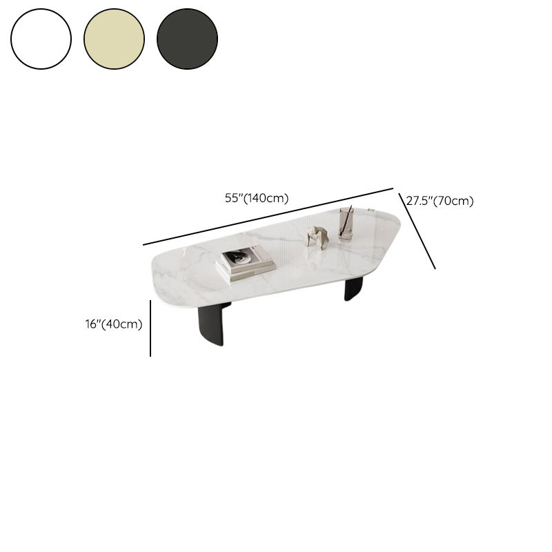 Modern Farmhouse Stone White Irregular Single Coffee Table with Twin Pedestal Base - image 15