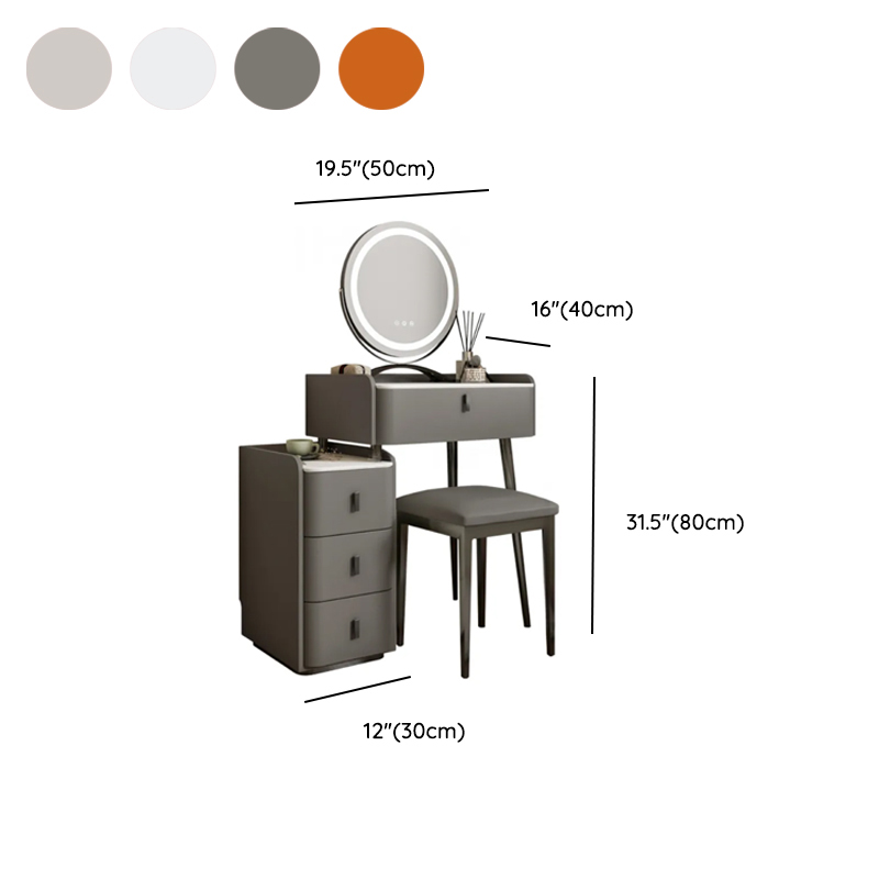 Orange/Gray/Beige Vanity Set with Drawers and Adjustable Brightness Mirror - image 16