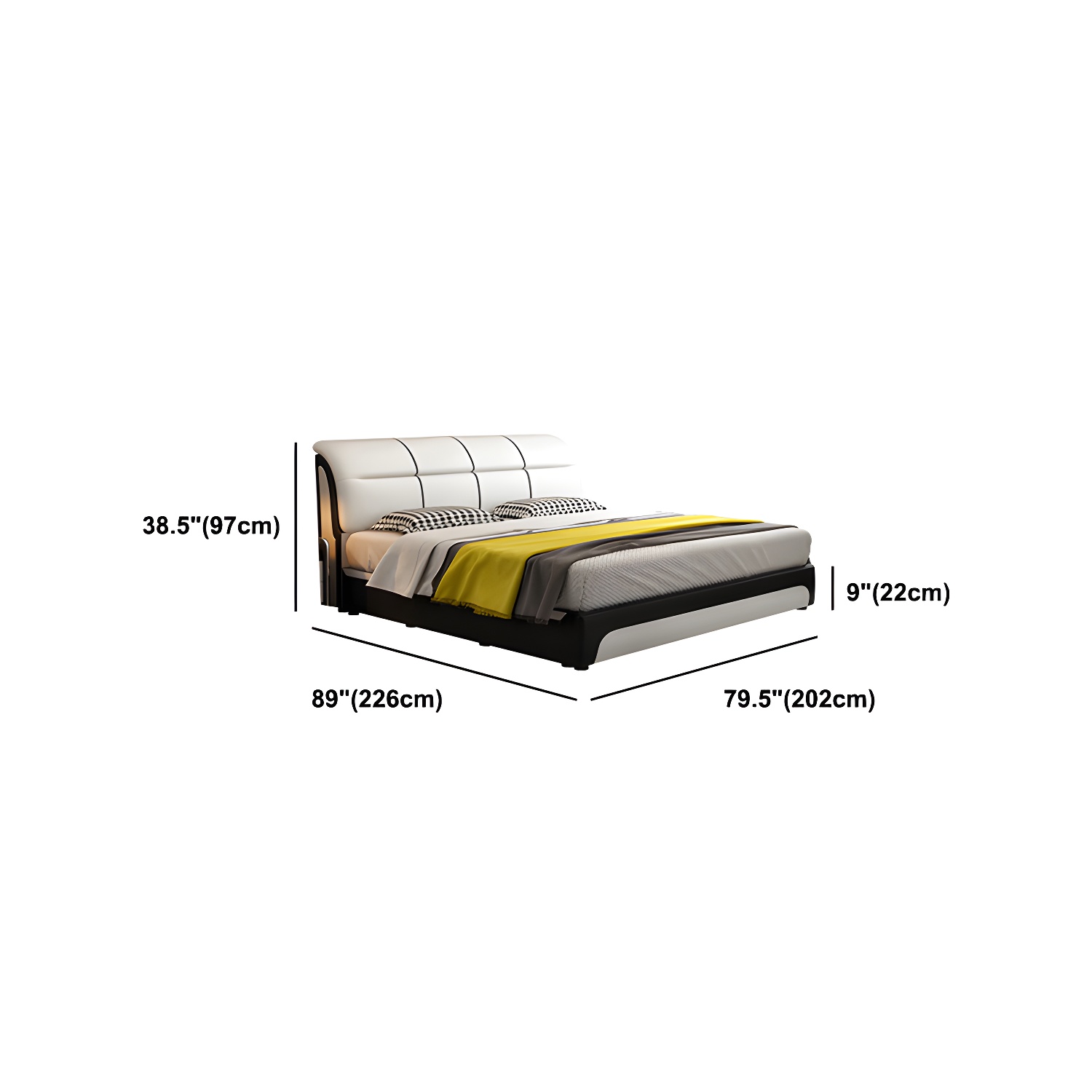 Glam Light Beige Bed Upholstered Wood Bed Frame with Headboard - image 15